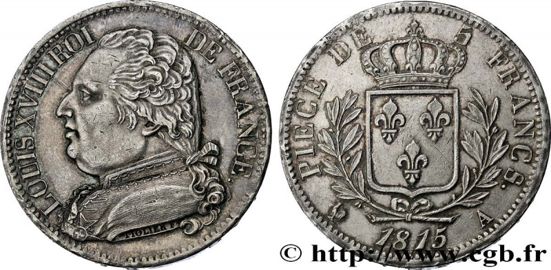 LOUIS XVIII
Type : 5 francs Louis XVIII, buste habillé 
Date : 1815 
Mint name /...