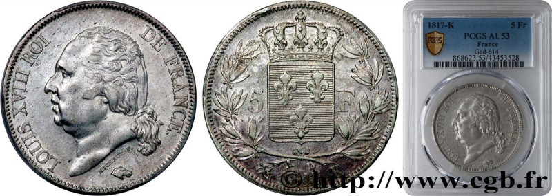 LOUIS XVIII
Type : 5 francs Louis XVIII, tête nue 
Date : 1817 
Mint name / Town...