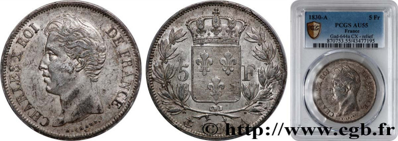 CHARLES X
Type : 5 francs Charles X 2e type, tranche en relief 
Date : 1830 
Min...