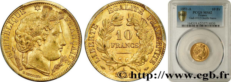 II REPUBLIC
Type : 10 francs or Cérès, IIe République 
Date : 1851 
Mint name / ...
