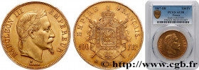SECOND EMPIRE
Type : 100 francs or Napoléon III, tête laurée 
Date : 1867 
Mint name / Town : Strasbourg 
Quantity minted : 2807 
Metal : gold 
Milles...