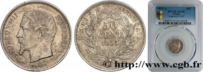 SECOND EMPIRE
Type : 50 centimes Napoléon III, tête nue 
Date : 1855 
Mint name ...
