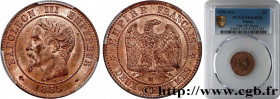SECOND EMPIRE
Type : Deux centimes Napoléon III, tête nue 
Date : 1855 
Mint name / Town : Marseille 
Quantity minted : 2505761 
Metal : bronze 
Diame...