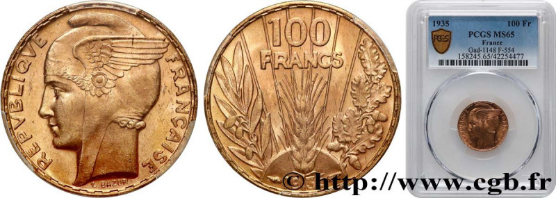 III REPUBLIC
Type : 100 francs or, Bazor 
Date : 1935 
Mint name / Town : Paris ...