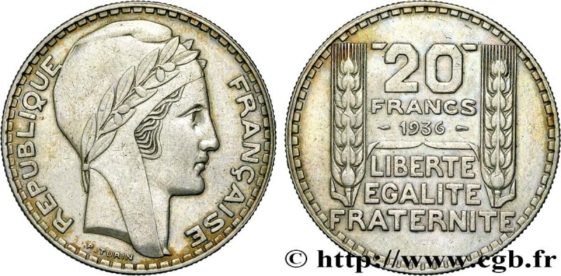 III REPUBLIC
Type : 20 francs Turin, rameaux longs 
Date : 1936 
Quantity minted...