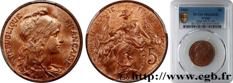 III REPUBLIC
Type : 5 centimes Daniel-Dupuis 
Date : 1903 
Quantity minted : 287...