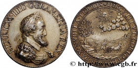 HENRY IV
Type : Médaille, Phoebus dissipe les nuages 
Date : n.d. 
Metal : gold plated silver 
Diameter : 47,5  mm
Weight : 54,55  g.
Edge : lisse 
Pu...