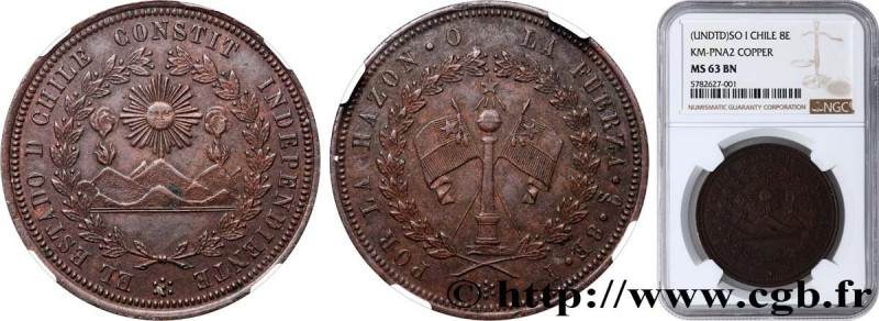 CHILE - REPUBLIC
Type : Essai de 8 escudos en cuivre 
Date : (1824) 
Date : n.d....