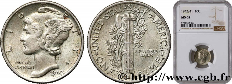 UNITED STATES OF AMERICA
Type : 1 Dime Mercury 1942 over 1941 
Date : 1942 
Mint...