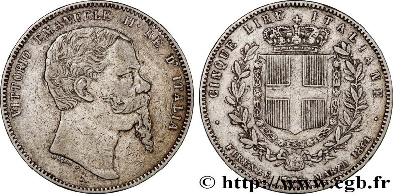 ITALY - KINGDOM OF ITALY - VICTOR-EMMANUEL II
Type : 5 Lire 
Date : 1861 
Mint n...