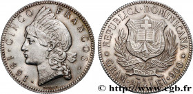 DOMINICAN REPUBLIC
Type : 5 Francos 
Date : 1891 
Mint name / Town : Paris 
Quantity minted : 150000 
Metal : silver 
Millesimal fineness : 900  ‰
Dia...