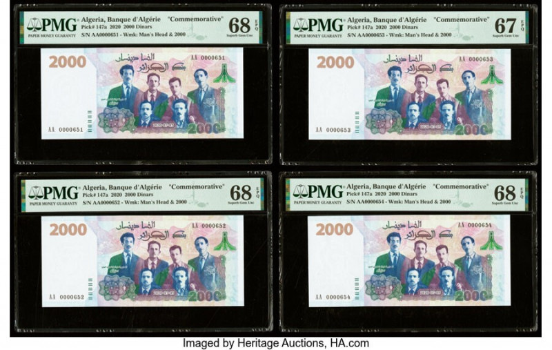 Low Serial Numbers 0000651-0000654 Algeria Banque d'Algerie 2000 Dinars 5.7.2020...