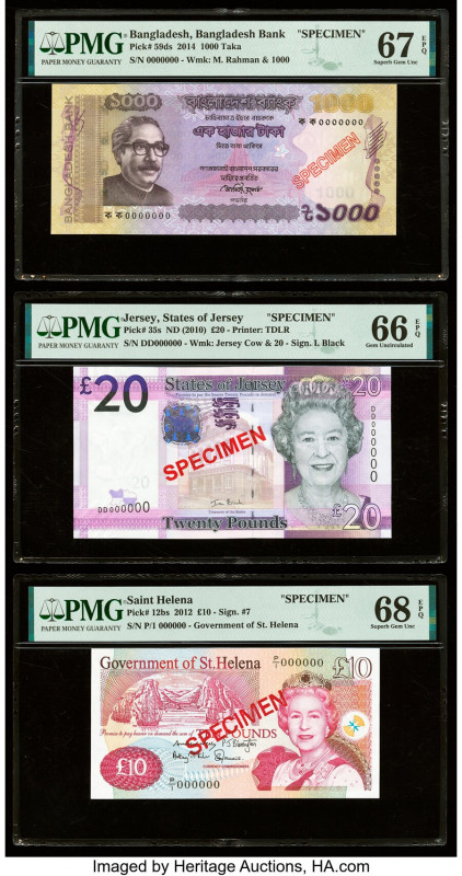 Bangladesh, Jersey, Saint Helena, Samoa & Solomon Islands Lot of 5 Graded Exampl...