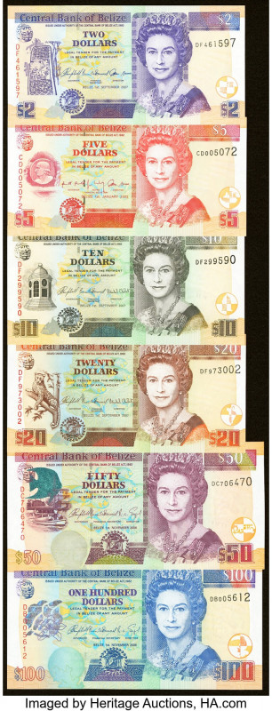 Belize Central Bank of Belize Group Lot of 6 Examples Crisp Uncirculated. 

HID0...