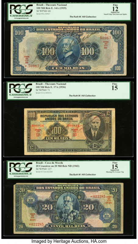 Brazil Thesouro Nacional (2) 100 (2) Mil Reis; 20 Cruzeiros on 20 Mil Reis ND (1...