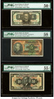 Brazil Banco do Brasil 1; 10; 5 Mil Reis 8.1.1923 Pick 110B; 114; 113 Three Examples PMG About Uncirculated 50 EPQ; About Uncirculated 55 EPQ; Choice ...