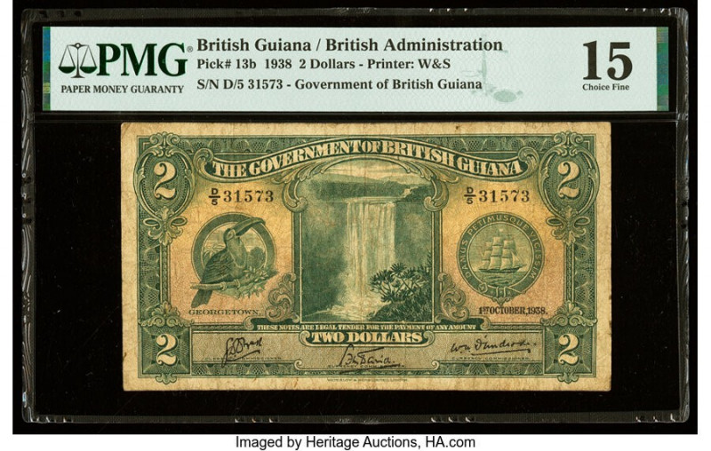 British Guiana Government of British Guiana 2 Dollars 1.10.1938 Pick 13b PMG Cho...