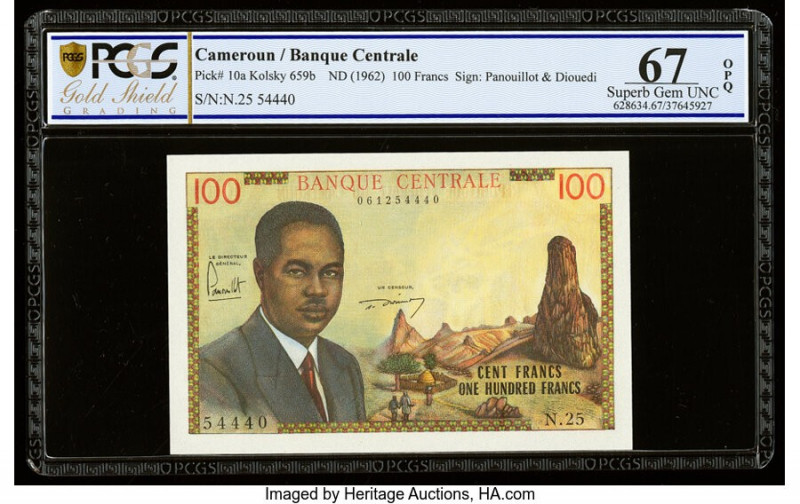 Cameroon Banque Centrale 100 Francs ND (1962) Pick 10a PCGS Gold Shield Superb G...