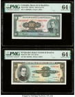 Colombia Banco de la Republica 100 Pesos Oro 20.7.1967 Pick 403c PMG Choice Uncirculated 64 EPQ; El Salvador Banco Central de Reserva de El Salvador 1...