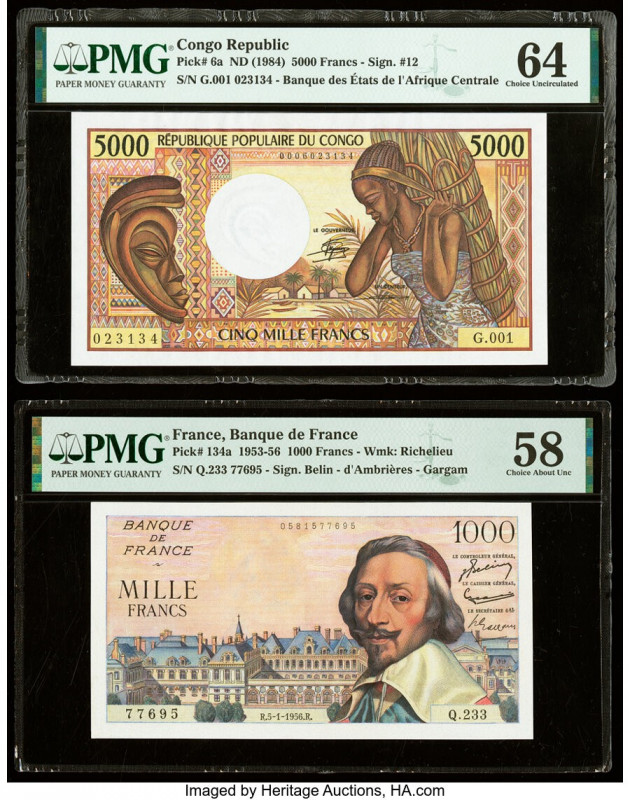 Congo Republic Banque des Etats de l'Afrique Centrale 5000 Francs ND (1984) Pick...