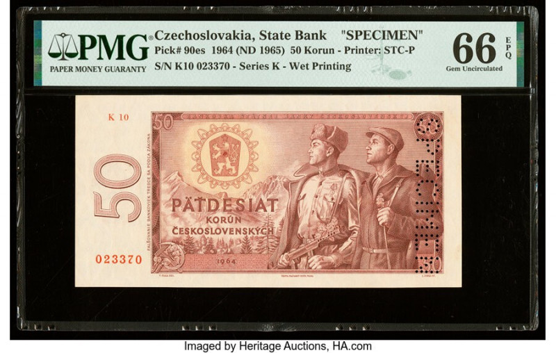 Czechoslovakia Czechoslovak State Bank 50 Korun 1964 (ND 1965) Pick 90es Specime...