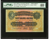 East Africa East African Currency Board 20 Shillings = 1 Pound 1.7.1941 Pick 30s Specimen PMG Extremely Fine 40 Net. A roulette Cancelled punch and pr...