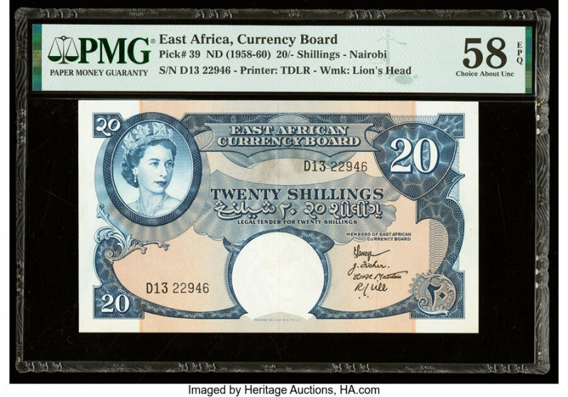 East Africa East African Currency Board 20 Shillings ND (1958-60) Pick 39 PMG Ch...