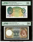 Egypt National Bank of Egypt 50 Piastres; 1 Pound 28.5.1948; 29.5.1948 Pick 21d; 22d Two Examples PMG About Uncirculated 55; Choice About Unc 58. 

HI...