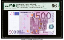 European Union Central Bank, Finland 500 Euro 2002 Pick 7l PMG Gem Uncirculated 66 EPQ. 

HID09801242017

© 2022 Heritage Auctions | All Rights Reserv...