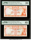Fiji Central Monetary Authority 5 Dollars ND (1974) Pick 73b; 73c Two Examples PMG Choice About Unc 58 EPQ; Choice Uncirculated 63. 

HID09801242017

...