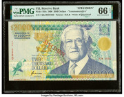Fiji Reserve Bank of Fiji 2000 Dollars 2000 Pick 103s Commemorative Specimen PMG Gem Uncirculated 66 EPQ. Red Specimen overprints are present on this ...