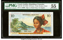 French Antilles Institut d'Emission des Departements d'Outre-Mer 10 Francs ND (1964) Pick 8b PMG About Uncirculated 55. 

HID09801242017

© 2022 Herit...