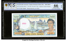 French Pacific Territories Institut d'Emission d'Outre Mer 500 Francs ND (1995) Pick 1bs Specimen PCGS Gold Shield Gem UNC 66 OPQ. A roulette Specimen...