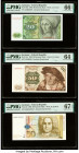 Germany Federal Republic Deutsche Bundesbank 20; 50 (2) Deutsche Mark 2.1.1960 (2); 2.1.1996 Pick 20a; 21a; 45 Three Examples PMG Gem Uncirculated 66 ...