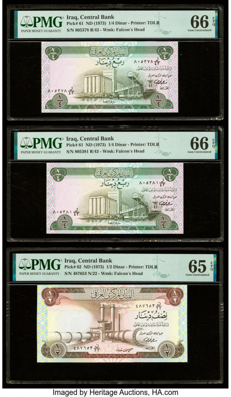 Iraq Central Bank of Iraq Group Lot of 9 Examples PMG Gem Uncirculated 66 EPQ (6...