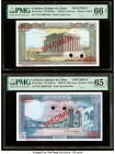 Lebanon Banque du Liban 50; 100 Livres 1983-85 Pick 65cs; 66cs Two Specimen PMG Gem Uncirculated 66 EPQ; Gem Uncirculated 65 EPQ. Red Specimen & TDLR ...