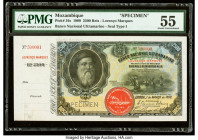 Mozambique Banco Nacional Ultramarino 2500 Reis 1.3.1909 Pick 34s Specimen PMG About Uncirculated 55. A roulette Specimen punch and previous mounting ...