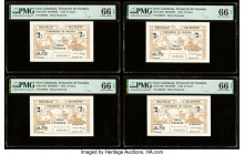 New Caledonia Tresorerie de Noumea 2 Francs 29.3.1943 Pick 56b Four Examples PMG Gem Uncirculated 66 EPQ (4). Three examples are consecutive.

HID0980...