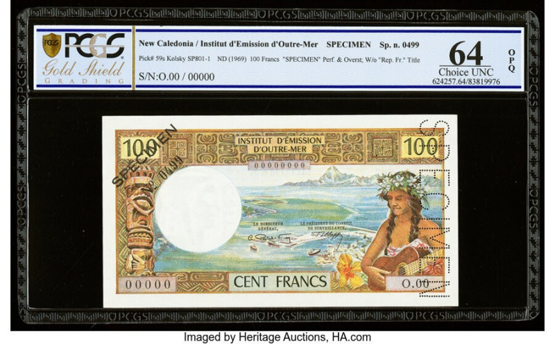 New Caledonia Institut d'Emission d'Outre-Mer, Noumea 100 Francs ND (1969) Pick ...