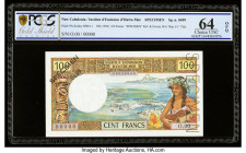 New Caledonia Institut d'Emission d'Outre-Mer, Noumea 100 Francs ND (1969) Pick 59s Specimen PCGS Gold Shield Choice UNC 64 OPQ. A roulette Specimen p...