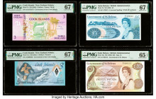 Cook Islands, Saint Helena & Solomon Island Group Lot of 8 Graded Examples PMG Superb Gem Unc 67 EPQ (5); Gem Uncirculated 66 EPQ (2); Gem Uncirculate...