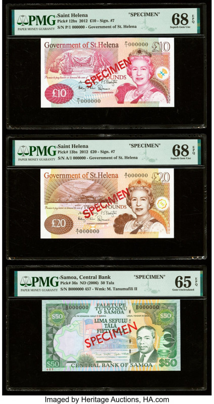 Saint Helena, Samoa & Solomon Islands Lot of 6 Graded Specimen PMG Superb Gem Un...