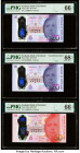 Low Serial Numbers Scotland Bank of Scotland 20 (2); 50 Pounds 1.6.2019 (2); 1.6.2020 Pick 132a; 133b; 134a Three Examples PMG Gem Uncirculated 66 EPQ...
