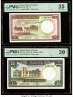 Sudan Bank of Sudan 5; 10 Pounds 1967 Pick 9d; 10c Two Examples PMG Choice Very Fine 35; Very Fine 30. Minor tape repairs are present on Pick 10c.

HI...