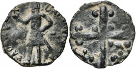 COMTE D''EDESSE, Baudouin II du Bourg, restauré (1108-1118), AE follis, vers 1110. Série légère. 1er type, avec légende circulaire. D/ Le comte deb. à...