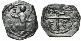 PRINCIPAUTE D''ANTIOCHE, Tancrède de Hauteville, régent (1104-1112), AE follis. 3e type. D/ Saint Pierre deb. de f., bénissant et ten. une croix. R/ C...