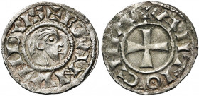 PRINCIPAUTE D''ANTIOCHE, Bohémond III (1149-1201), billon denier à la tête nue, 1149-1163. Type A (style de Raymond de Poitiers). Avec O pointé et N à...