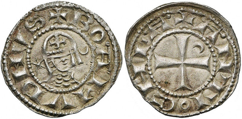 PRINCIPAUTE D''ANTIOCHE, Bohémond III (1149-1201), billon denier à la tête casqu...