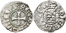 ROYAUME DE JERUSALEM, Baudouin III (1143-1163), AR denier. 1er groupe (style grossier). Type 1. D/  RX BALVINVS Croix pattée. R/  hIRVSALM La ...