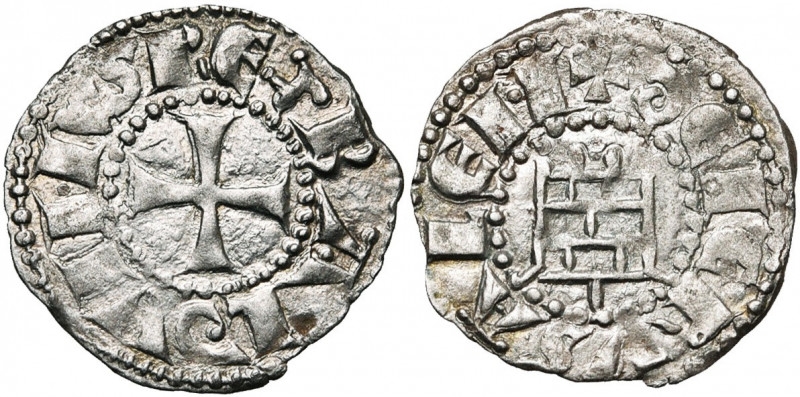 ROYAUME DE JERUSALEM, Baudouin III (1143-1163), billon denier. 1er groupe (style...